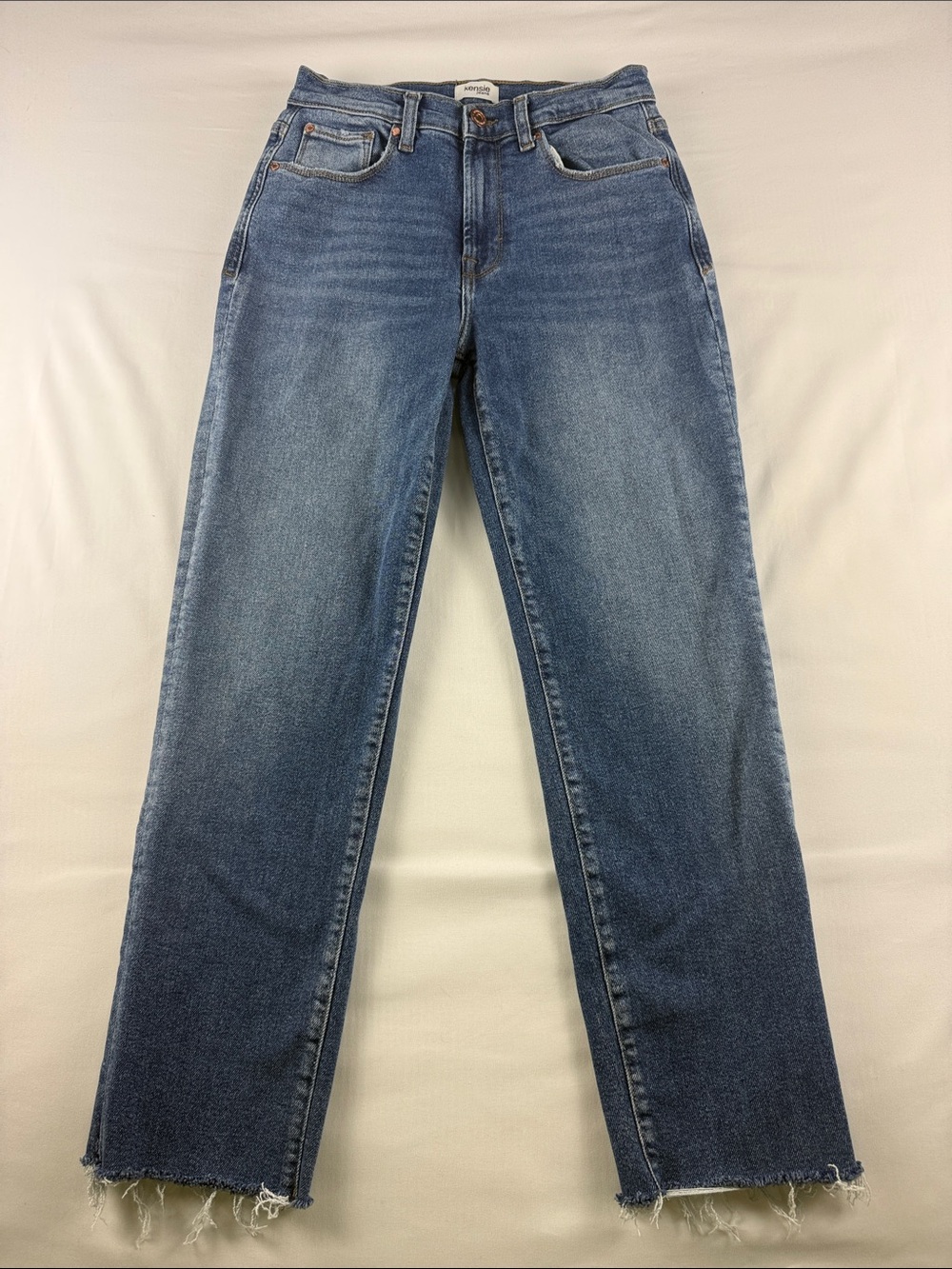 Kensie The Allie High Rise Slim Straight Jeans Raw Hem Ankle Women's Size 27
